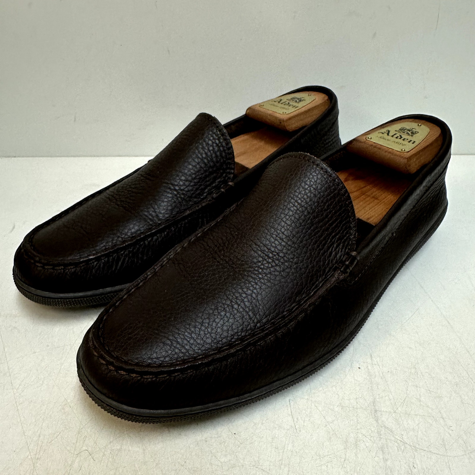 Worn Twice Ralph Lauren Purple Label Driver Brown Pebbled Made In Italy 11.5 D